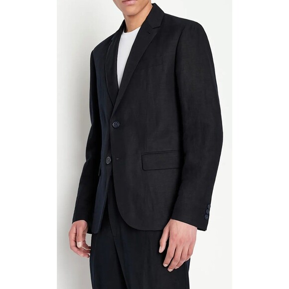 Armani Exchange Mens Black Two Button Modern-fit Stretch Casual Blazer Jacket 36 - Picture 2 of 16